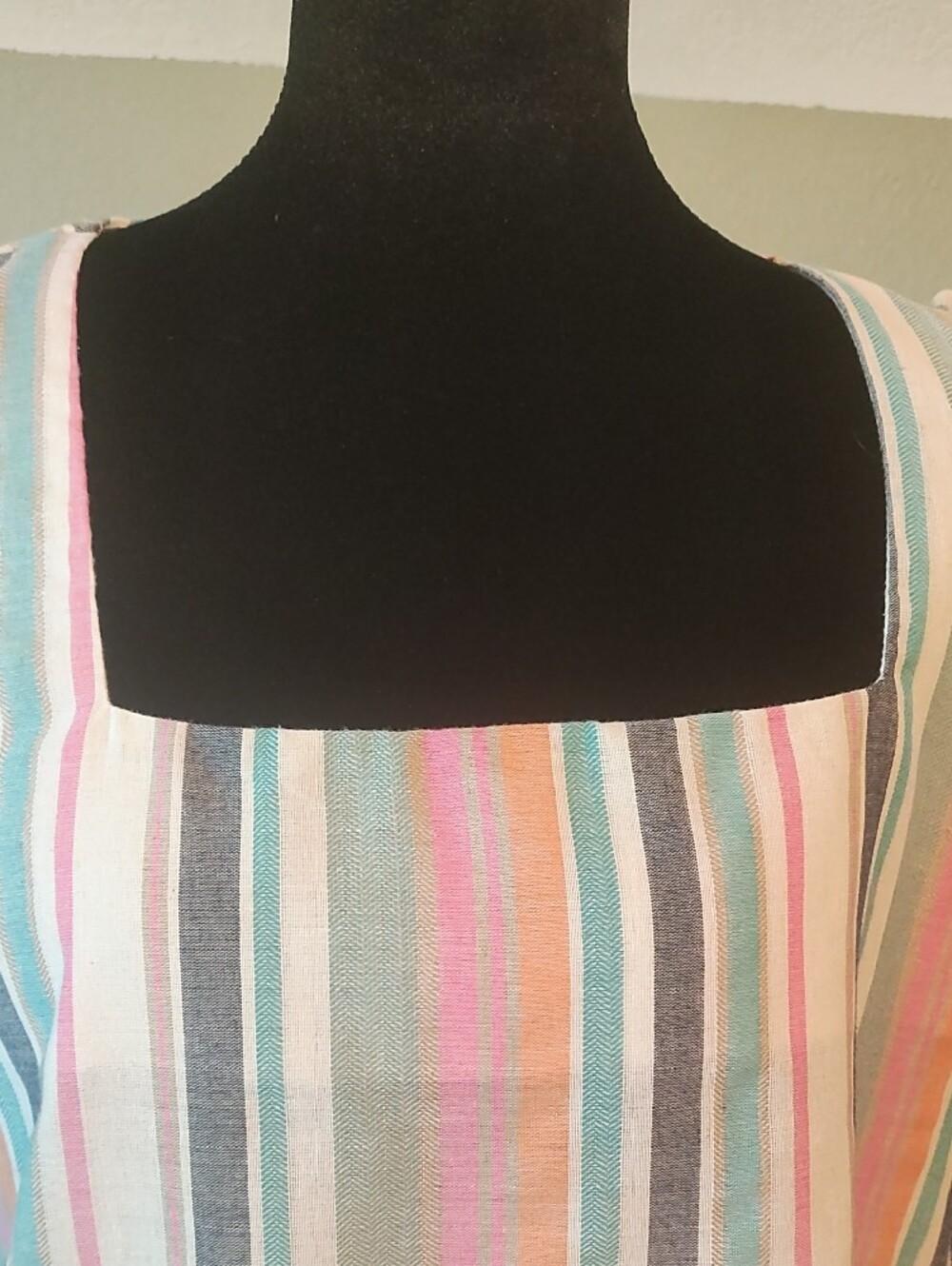 Striped Ruffle-Sleeve Square-Neck Top - Pastel Multi - Picture 3 of 4